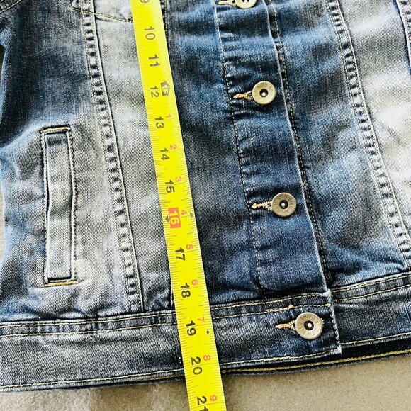 Bien Bleu Women's Blue Faded Wash Denim Jacket With Button Front Size XS - Picture 12 of 12